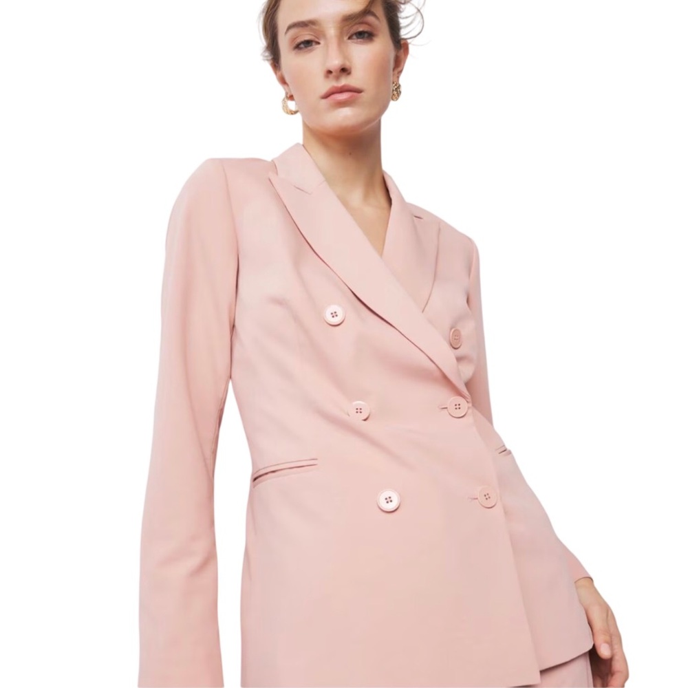 White House Black Market Dusty Pink Double Breasted Blazer Suiting Style Size 2